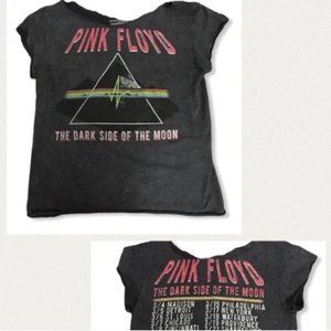 Pink Floyd Dark Side Of The Moon 2 sided T-Shirt Upcycled Black Cropped